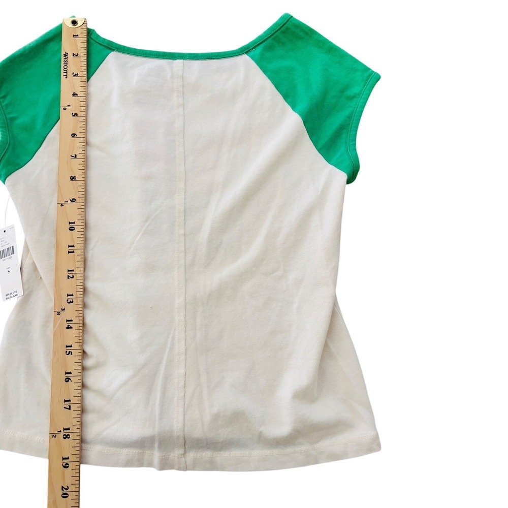 Pilcro Anthropologie Allison Marie Garcia Rose Graphic Top Green Red Small NEW - Picture 5 of 8
